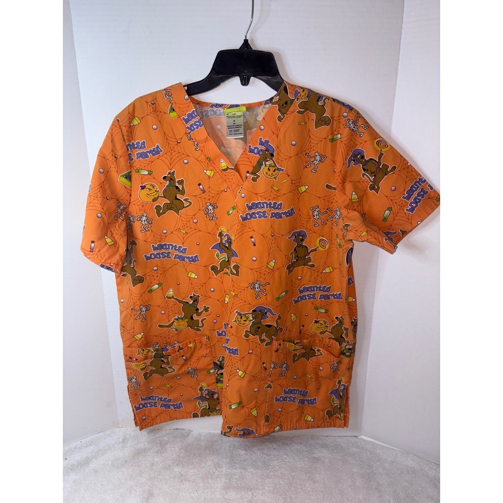 Scooby Doo Halloween Scrub Top Nurse Costume Cosplay Orange Medium